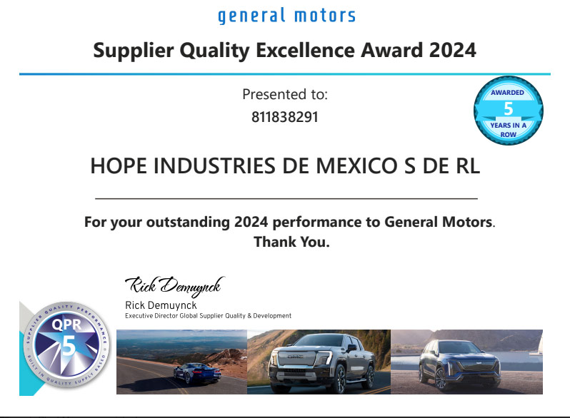 Supplier Quality Excellence Award 2024